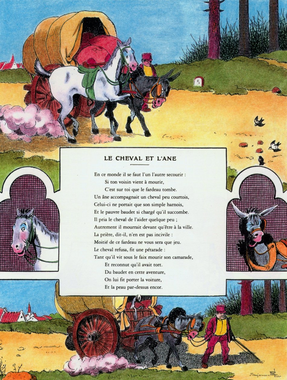 El caballo y el asno, ilustración de 