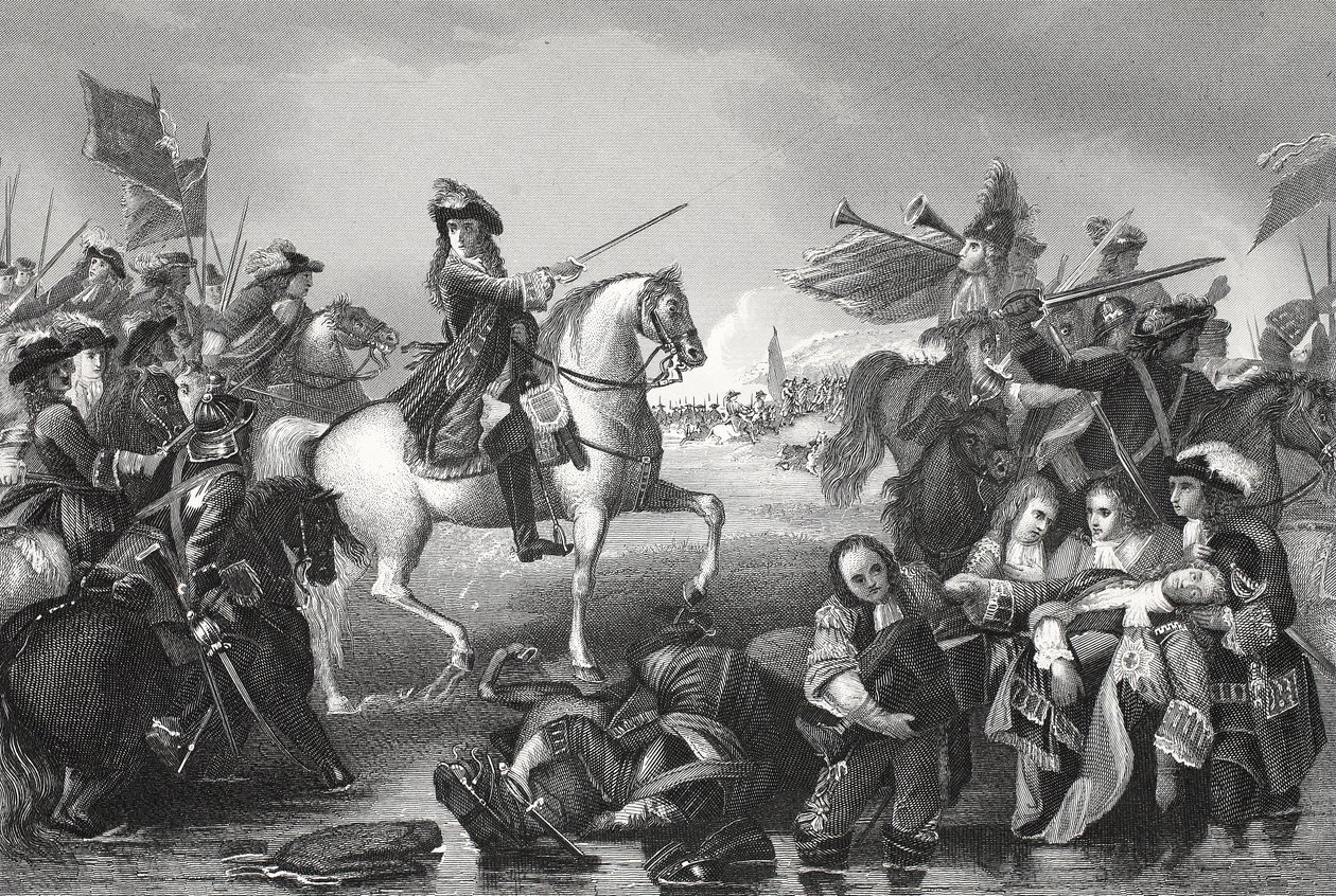 Batalla del Boyne, grabado por W. French de Benjamin (after) West