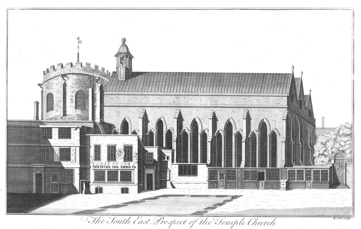 La perspectiva sureste de la Iglesia del Templo, c1737 de Benjamin Cole