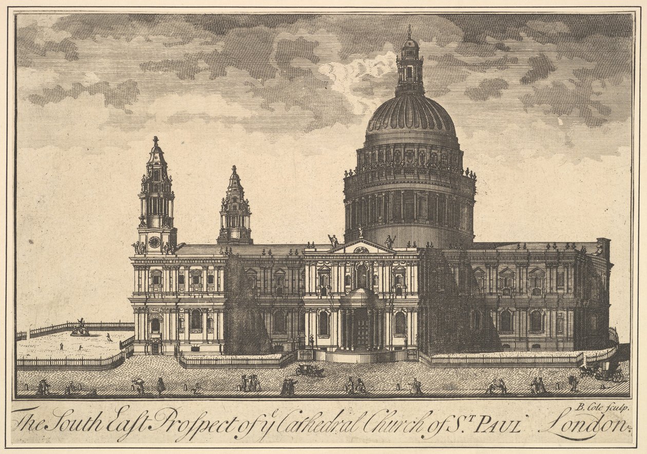 La perspectiva sureste de la Catedral de San Pablo, Londres, Perspectivas de Overton, 1720-30 de Benjamin Cole
