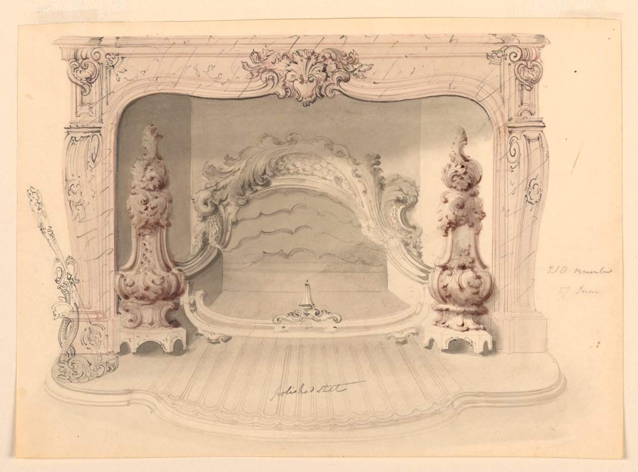 Diseño de chimenea con rejilla de hierro fundido de Benjamin Dean Wyatt
