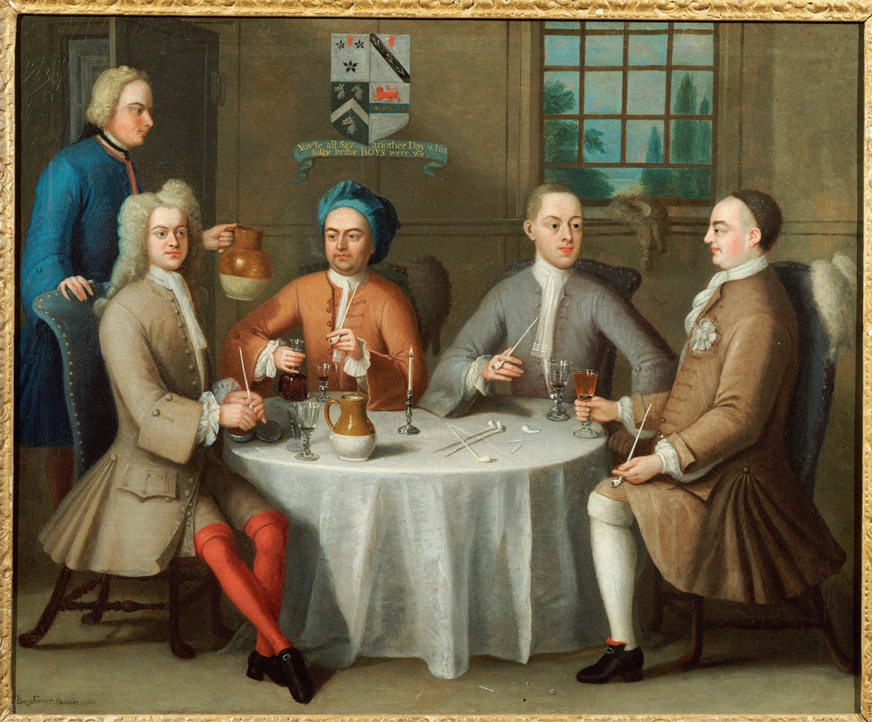 Retrato de grupo de Sir Thomas Sebright, Sir John Bland y dos amigos, 1723 de Benjamin Ferrers