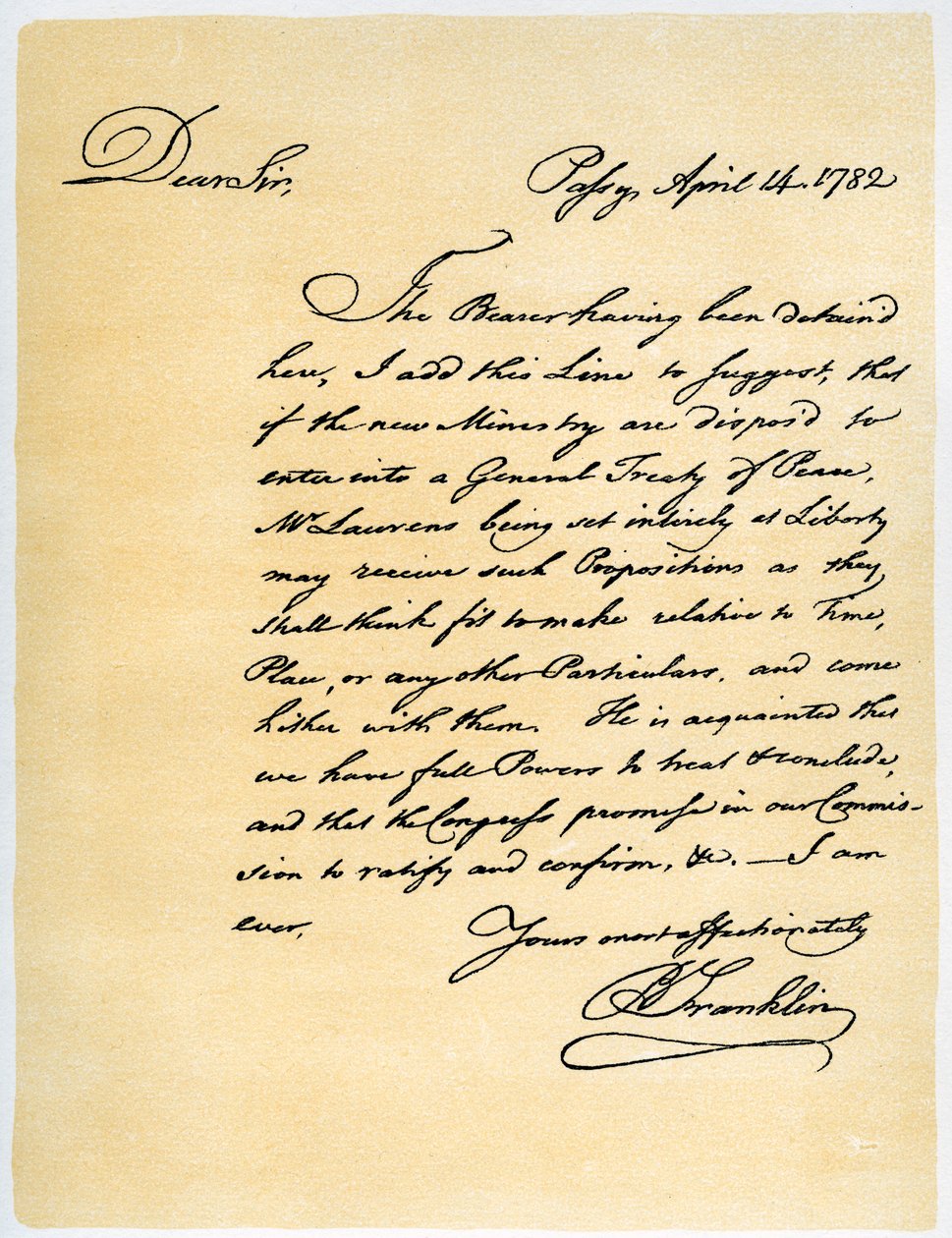 Carta de Benjamin Franklin a David Hartley MP, 14 de abril de 1782 de Benjamin Franklin