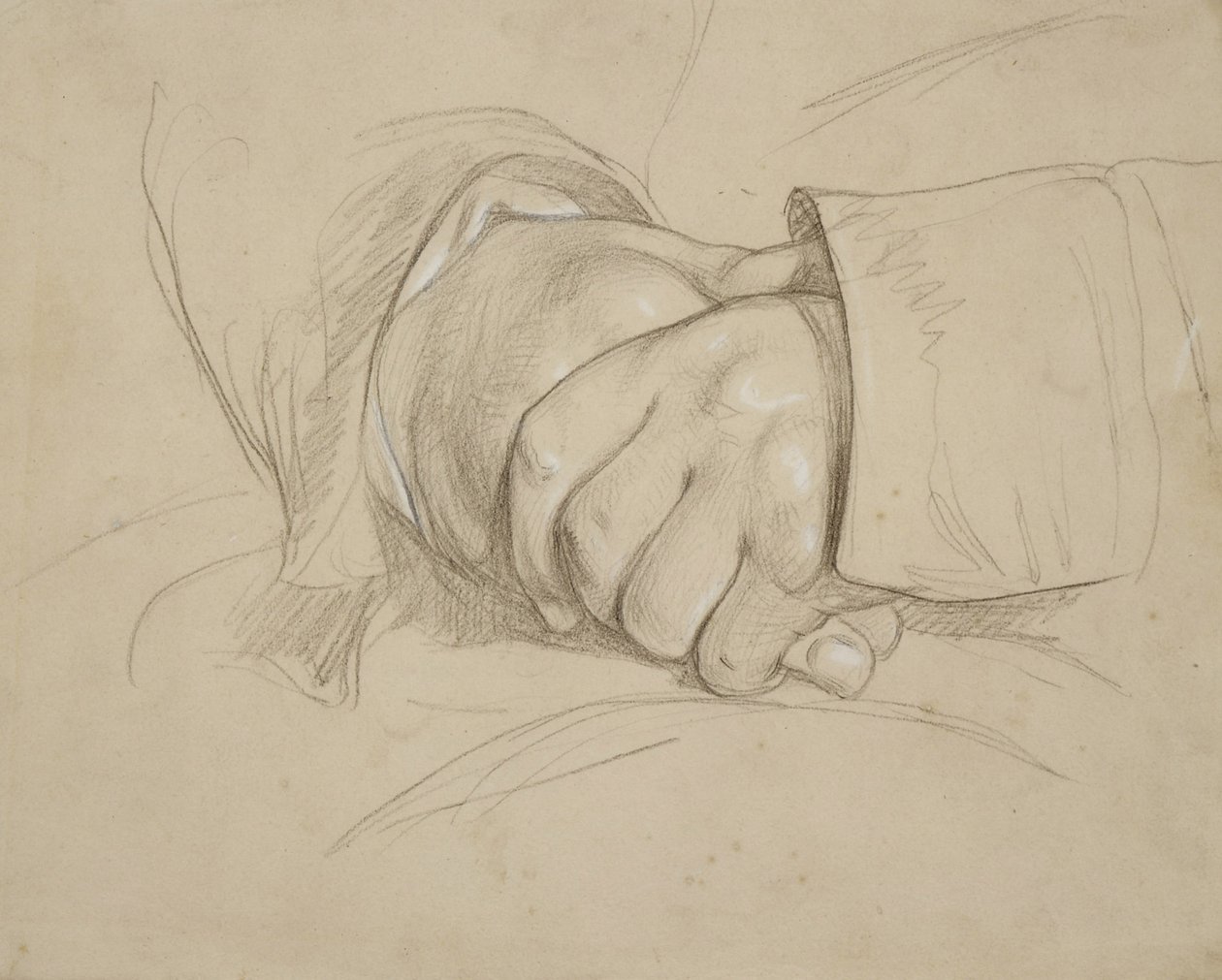 Manos entrelazadas, se dice que son las del poeta William Wordsworth de Benjamin Haydon