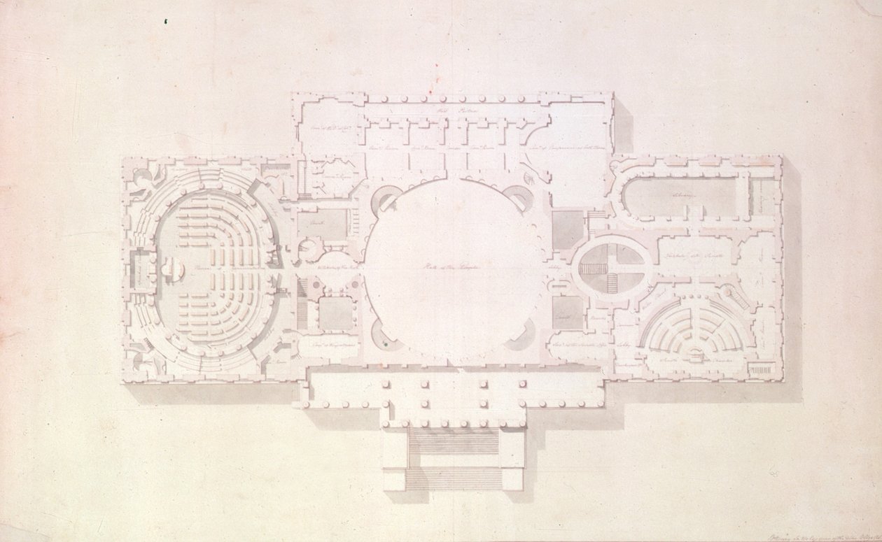 Plano del piso principal del Capitolio, EE.UU., 1806 de Benjamin Henry Latrobe