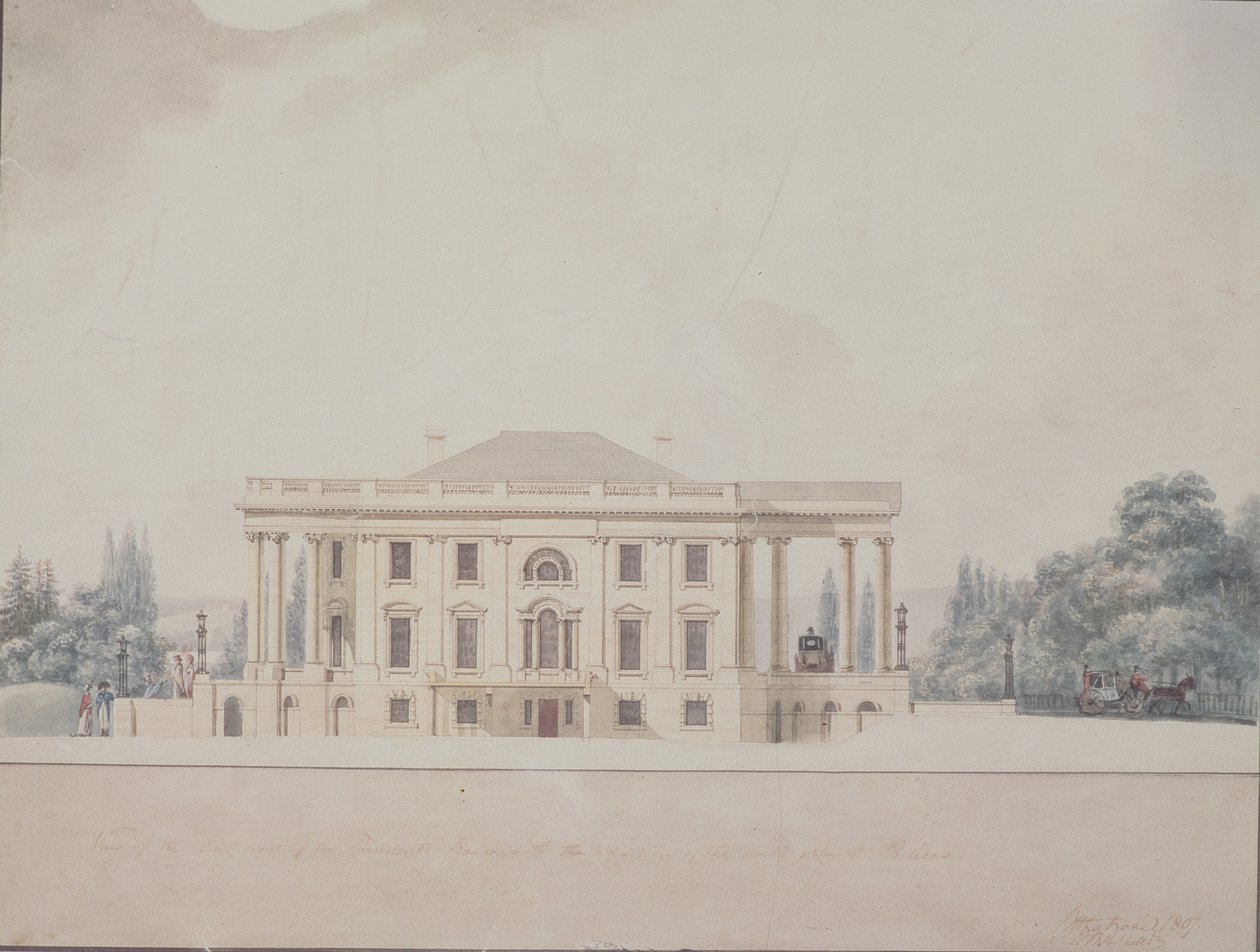 El pórtico sur de la Casa del Presidente, 1807 de Benjamin Henry Latrobe