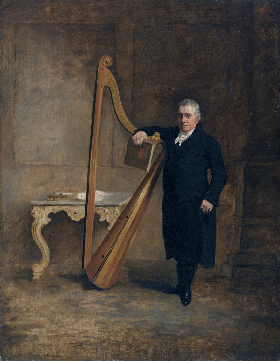Arpista de la familia Corbet de Griffith Owen, c.1812 (óleo sobre lienzo) de Benjamin Marshall