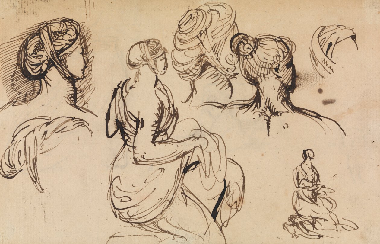 Figura Estudio de las mujeres y sus peinados de Benjamin Robert Haydon