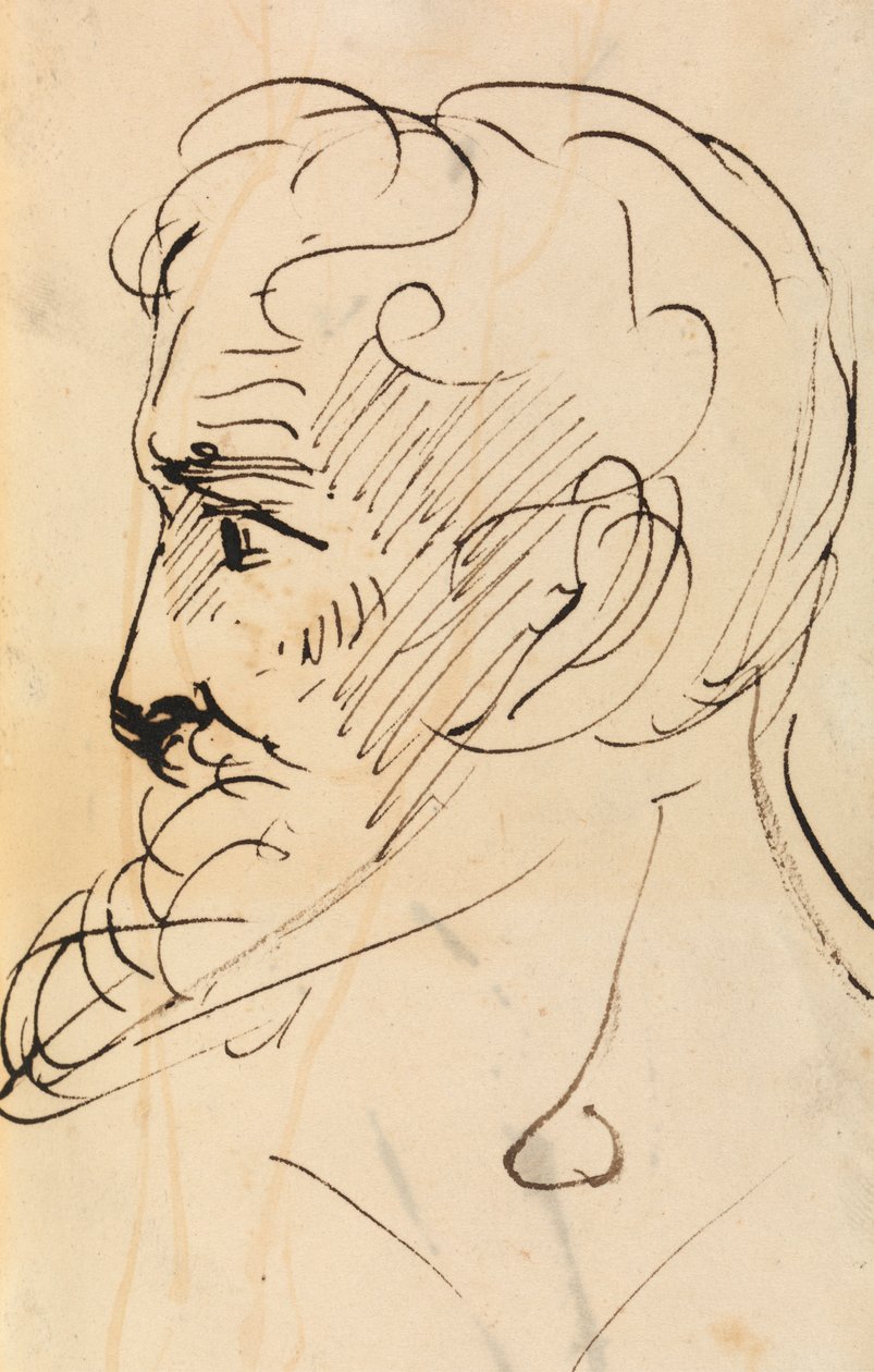 Estudio de retrato, de perfil de un hombre de Benjamin Robert Haydon