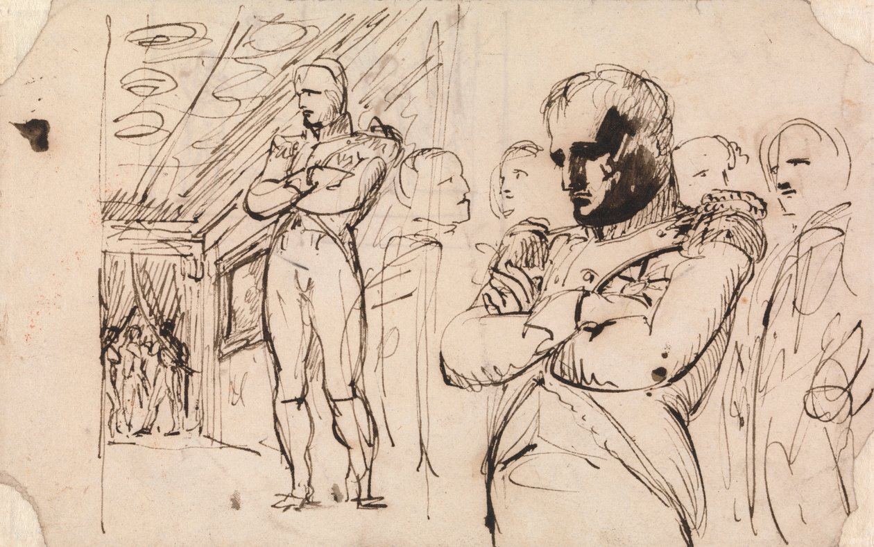 Estudios de Napoleón, de brazos cruzados, con otras figuras de Benjamin Robert Haydon