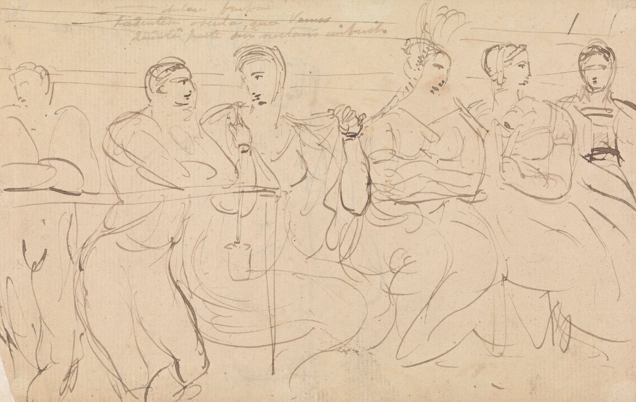 Estudio de un grupo de personas conversando de Benjamin Robert Haydon