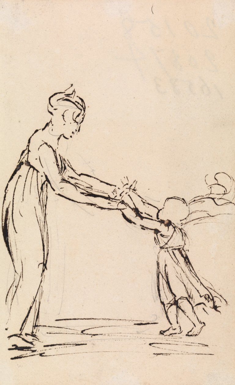 Estudio de una mujer y un niño jugando de Benjamin Robert Haydon