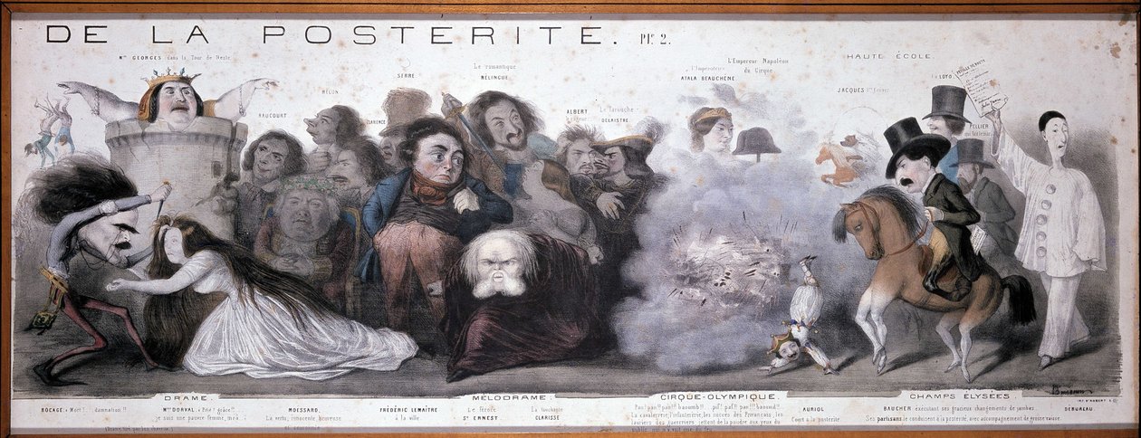 El gran camino de la posteridad: representación de tragedia y comedia (Dorval, etc...) - Litografía de Benjamin Roubaud, Maison de Balzac, París de Benjamin Roubaud