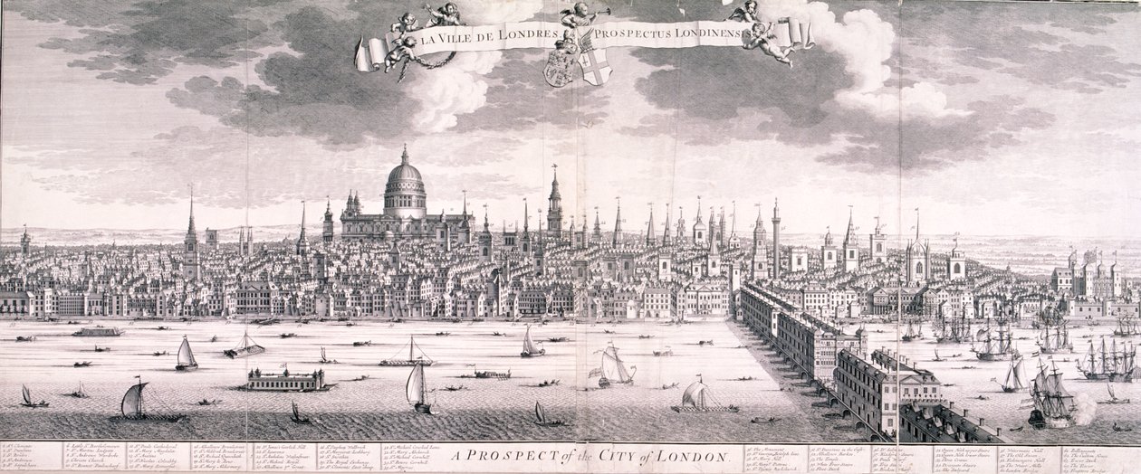 Vista panorámica de Londres, 1710 de Benjamin Smith