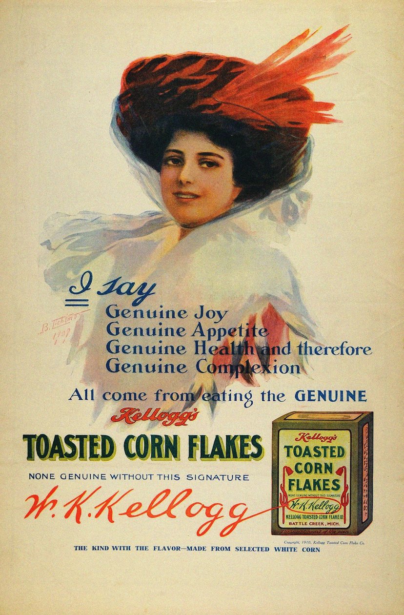 Póster para Cornflakes de Kelloggs, 1910 de Benjamin Tichtman