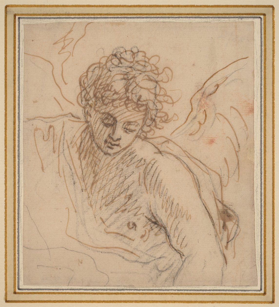 Un ángel (pluma y tinta marrón sobre tiza negra sobre papel verjurado) de Benjamin West
