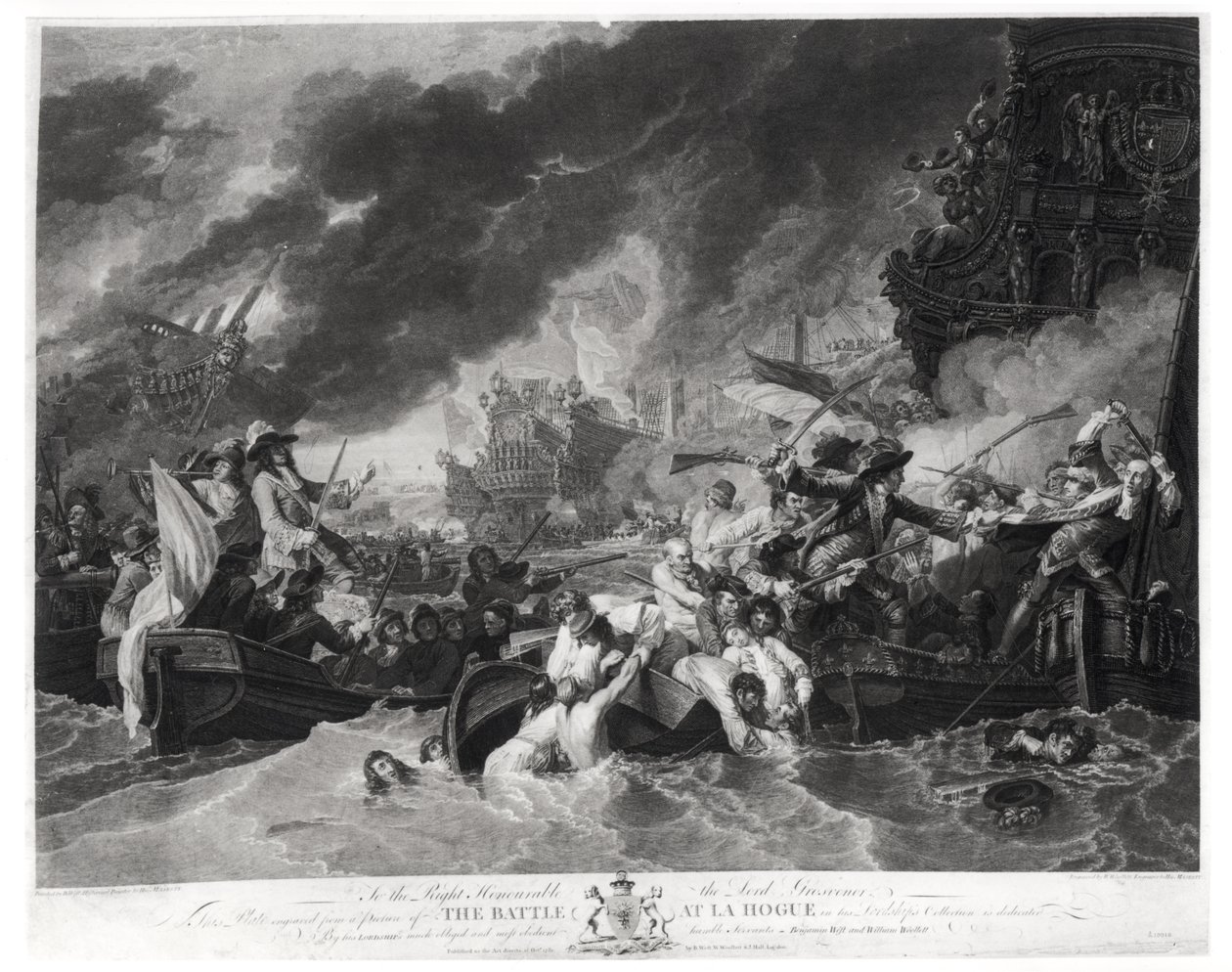 Batalla de La Haya, 29 de mayo de 1692, grabado por William Woollett (1735-85) 1781 de Benjamin West