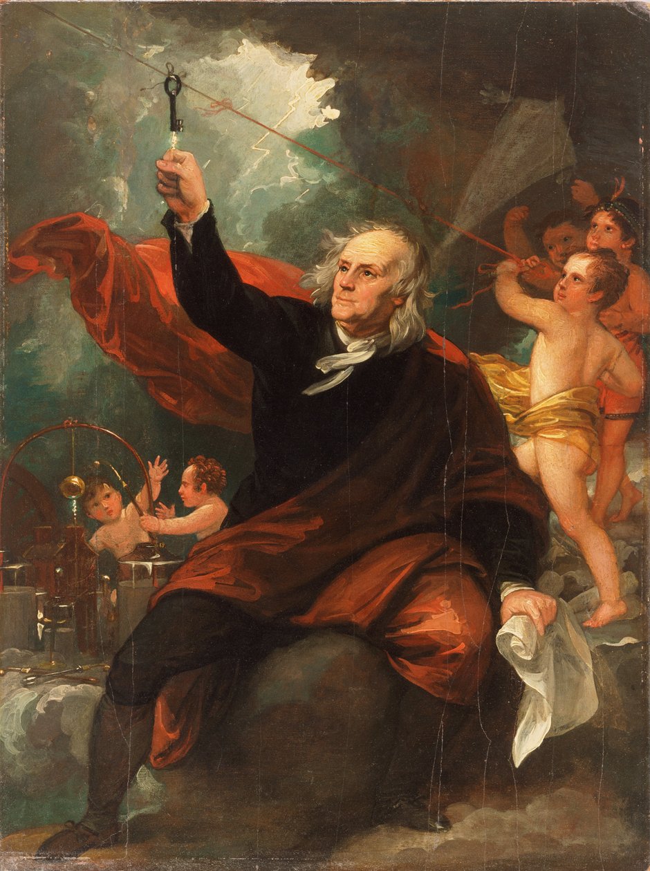 Benjamin Franklin Dibujando Electricidad del Cielo de Benjamin West