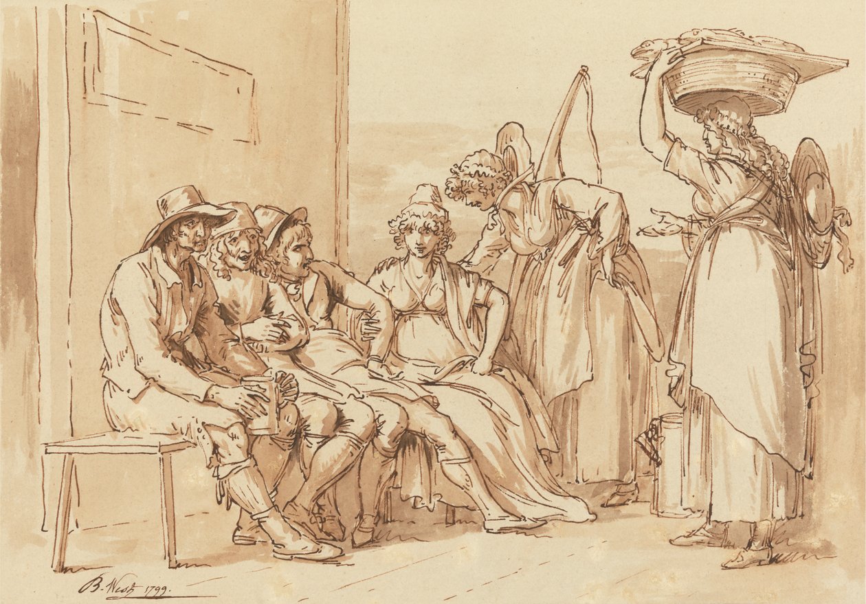 Personajes en las calles de Londres de Benjamin West
