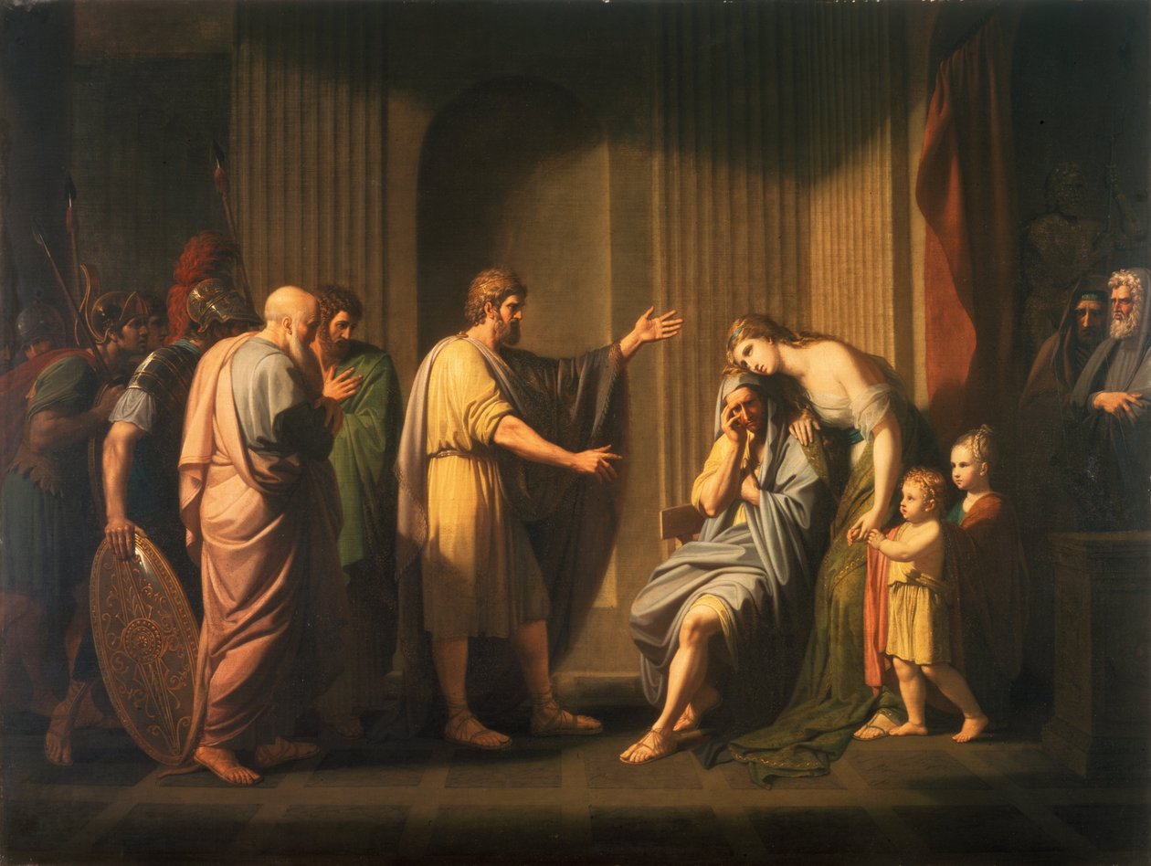Cleómbroto condenado al destierro por Leónidas II, rey de Esparta de Benjamin West