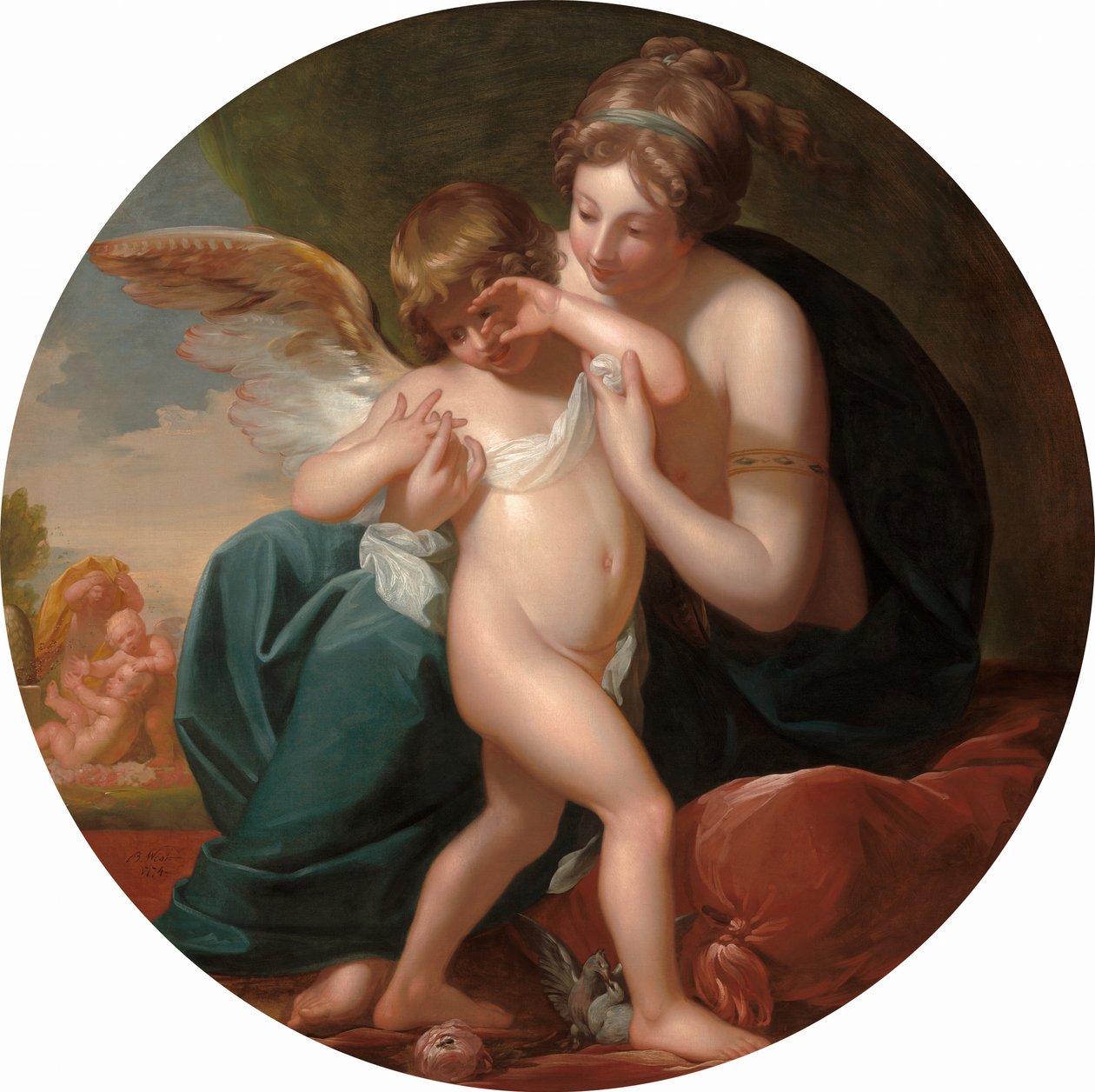 Cupido, picado por una abeja, es consolado por su madre de Benjamin West