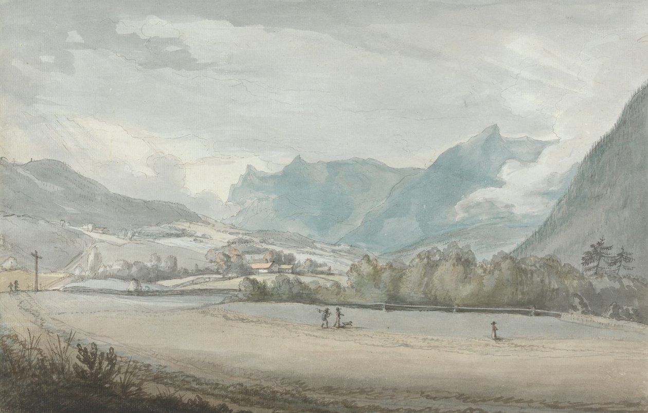 Paisaje montañoso con figuras de Benjamin West