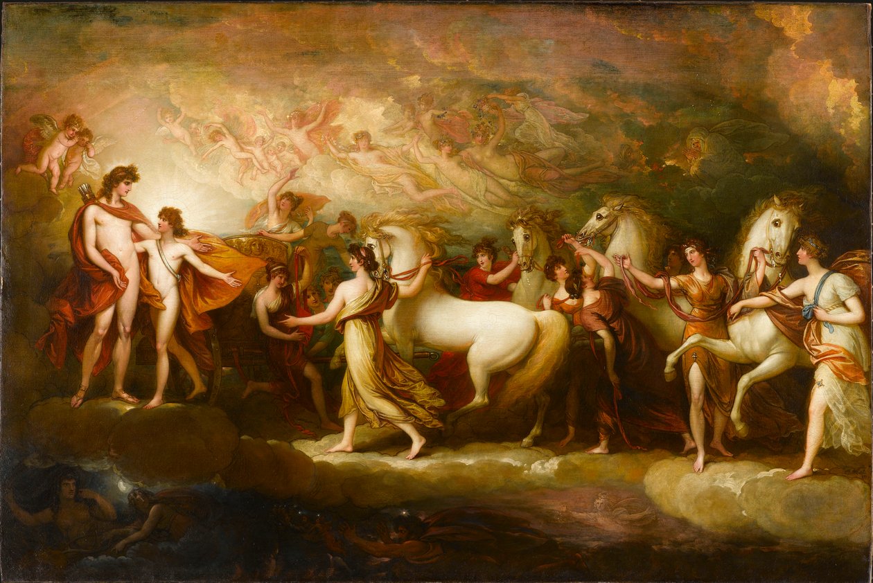 Faetón pidiendo a Apolo conducir el carro del Sol, 1804 de Benjamin West