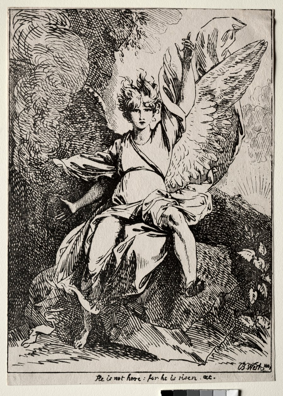 Especímenes de Poliautografía: El ángel en la tumba de Cristo, 1801 de Benjamin West