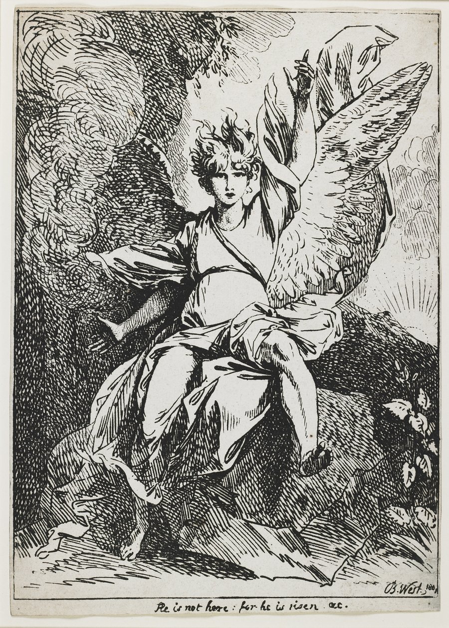 El ángel de la resurrección, de "Specimens of Polyautography" de Benjamin West