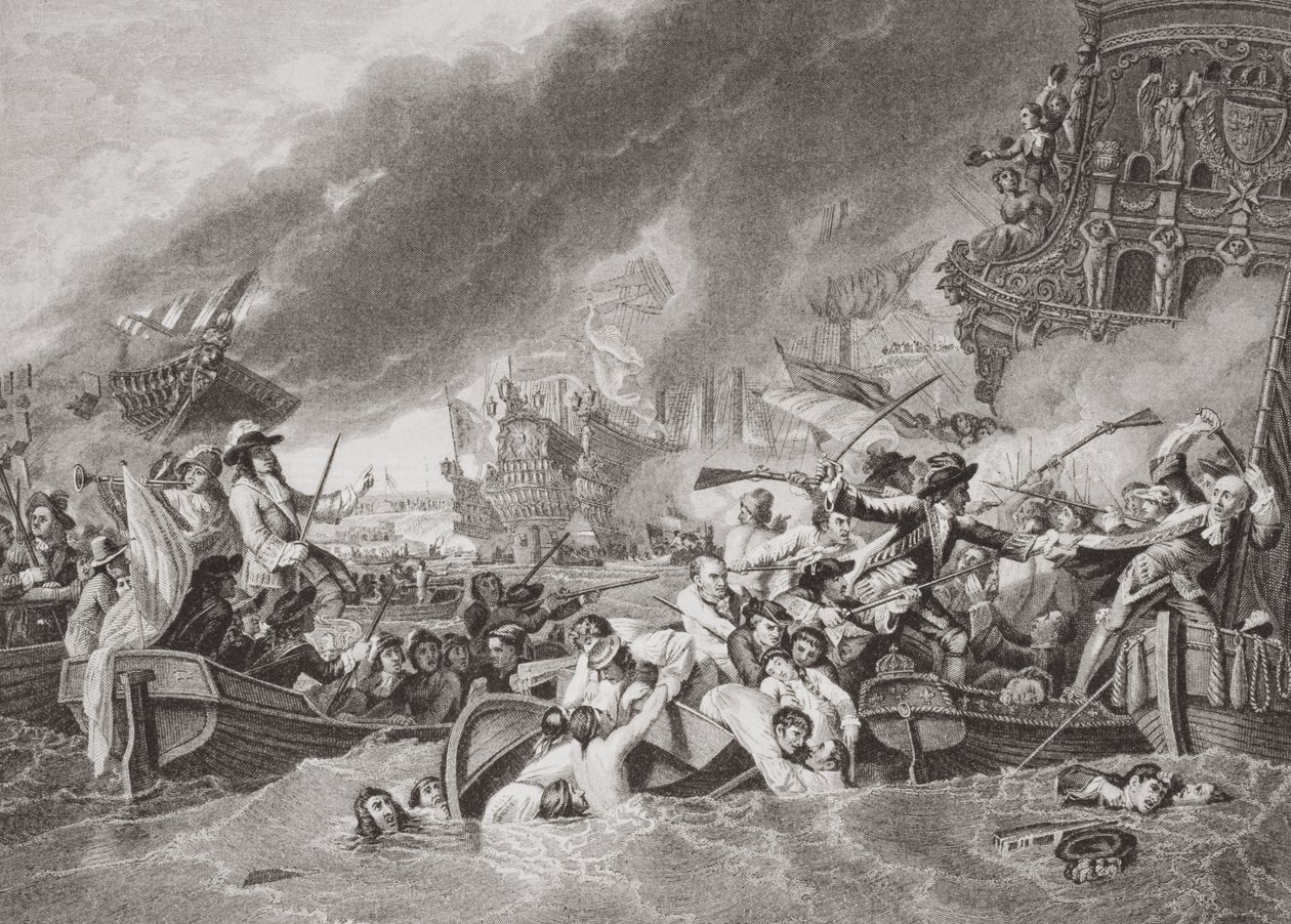 La Batalla de La Hogue, Destrucción de la Flota Francesa, 22 de mayo de 1692, de `Ilustraciones de la Historia Inglesa y Escocesa