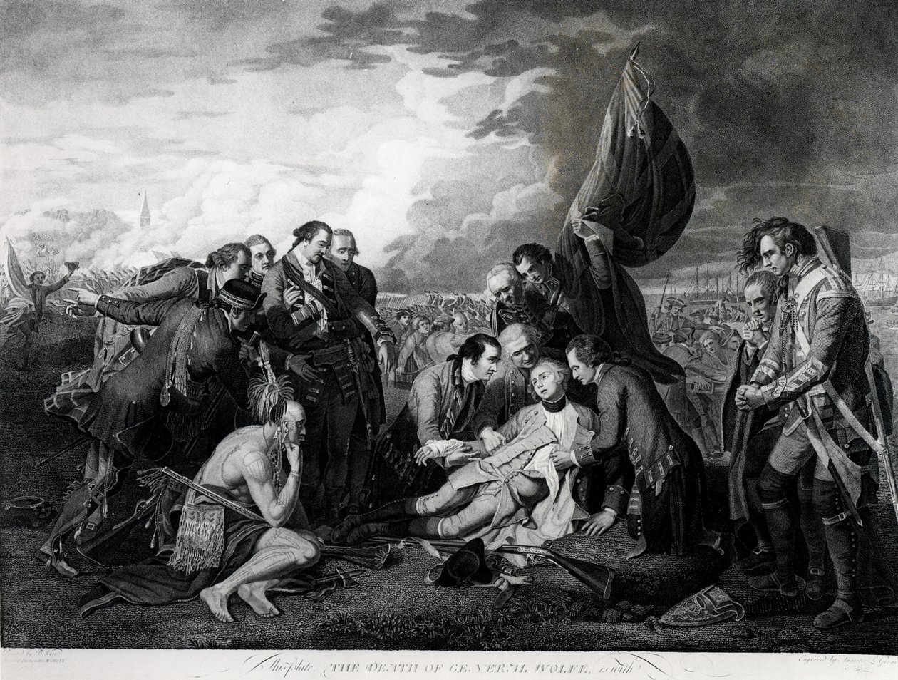 La muerte del general Wolfe, 1759, grabado por Augustin Legrand de Benjamin West