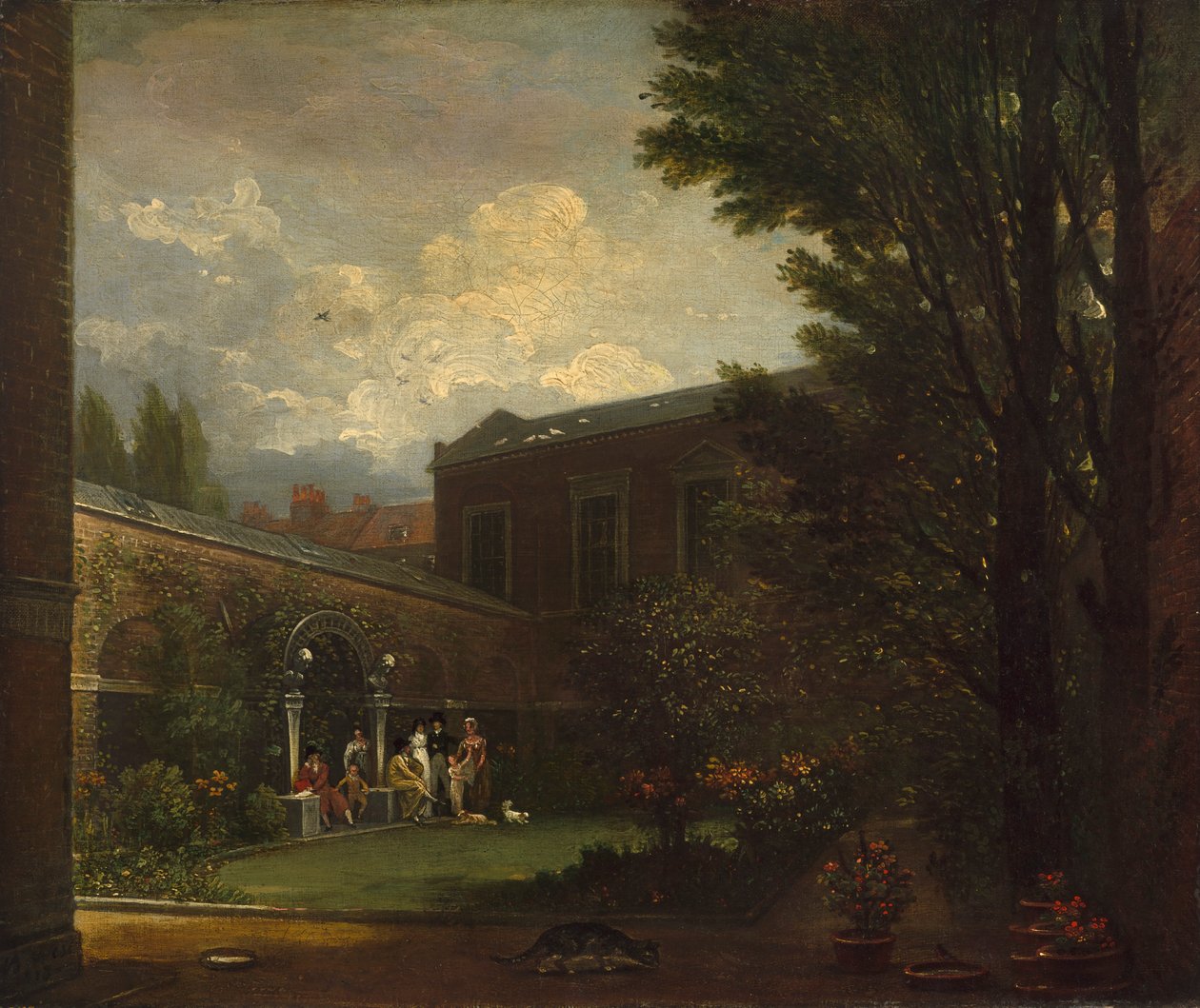 Familia West en el jardín del estudio, 1808-1809 de Benjamin West