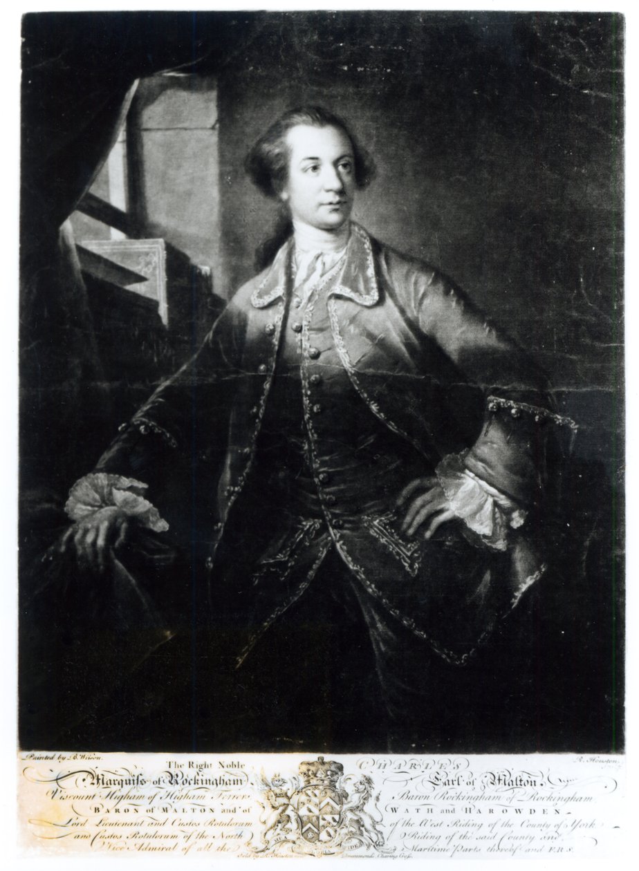 Retrato de Charles Watson-Wentworth, segundo marqués de Rockingham (1730-82), grabado por Richard Houston de Benjamin Wilson