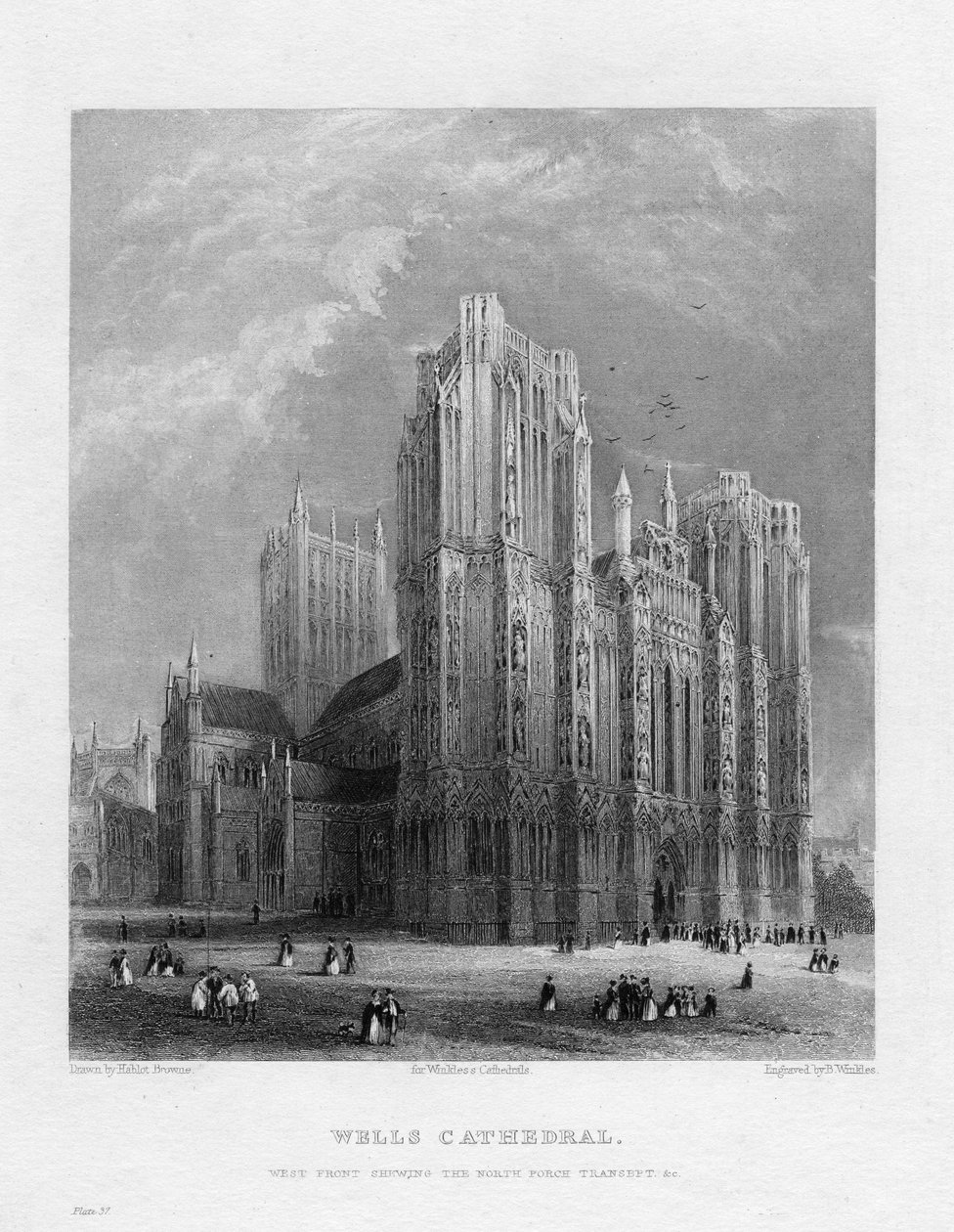 Catedral de Wells, Somerset, c1860 de Benjamin Winkles