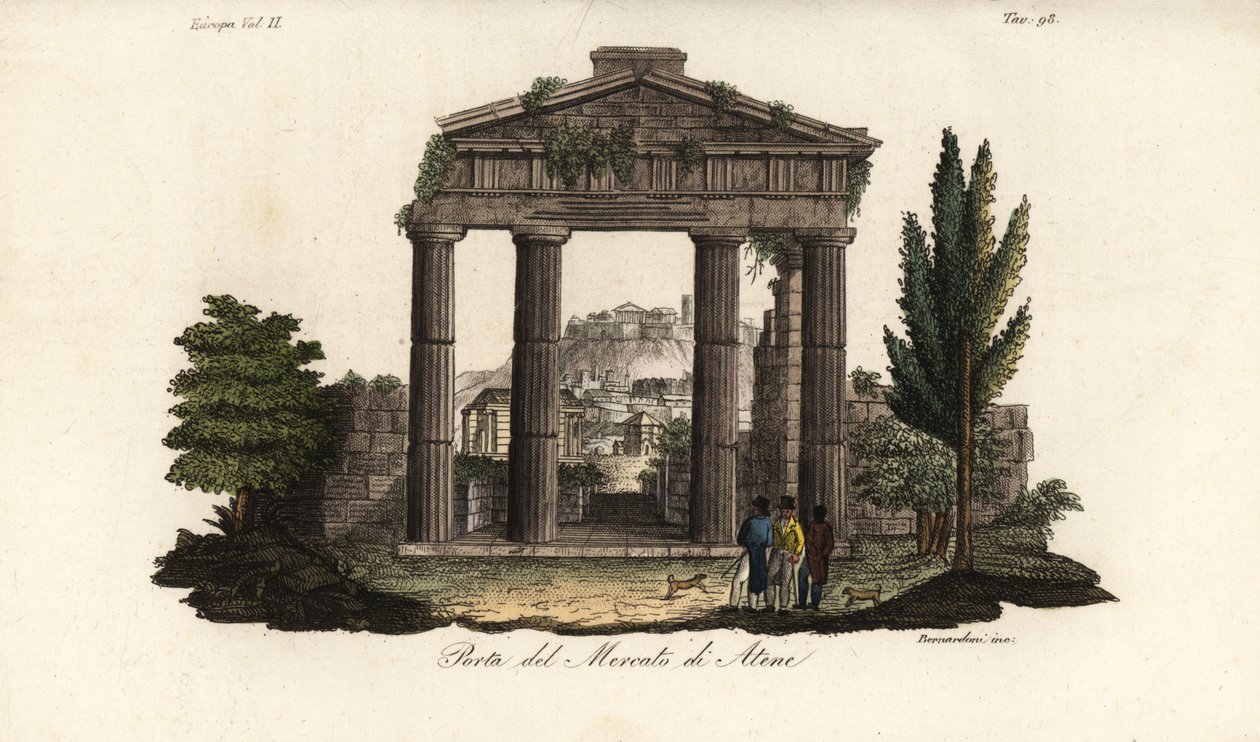 Ruinas de la Puerta de Atenea Archegetis, en el Ágora o Foro Romano, Atenas, Grecia de Bennardoni Bennardoni