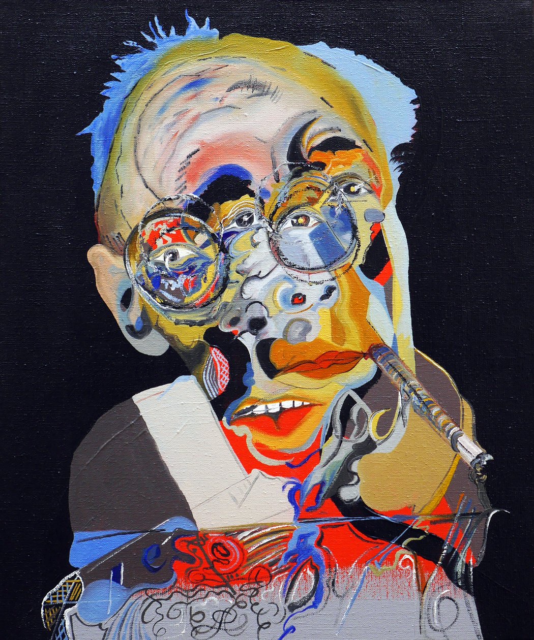 50 Major Writers In History : Henry Miller, 2015 (óleo y acrílico sobre lienzo) de Benoit Erwann Boucherot