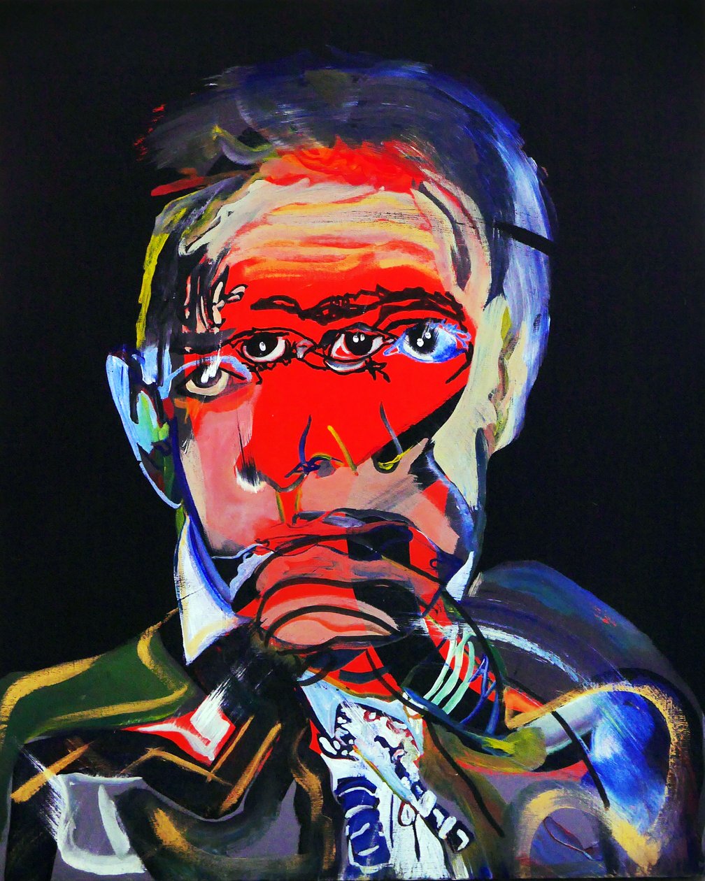 50 Grandes Escritores de la Historia : Juan Rulfo, 2015 (óleo y acrílico sobre lienzo) de Benoit Erwann Boucherot