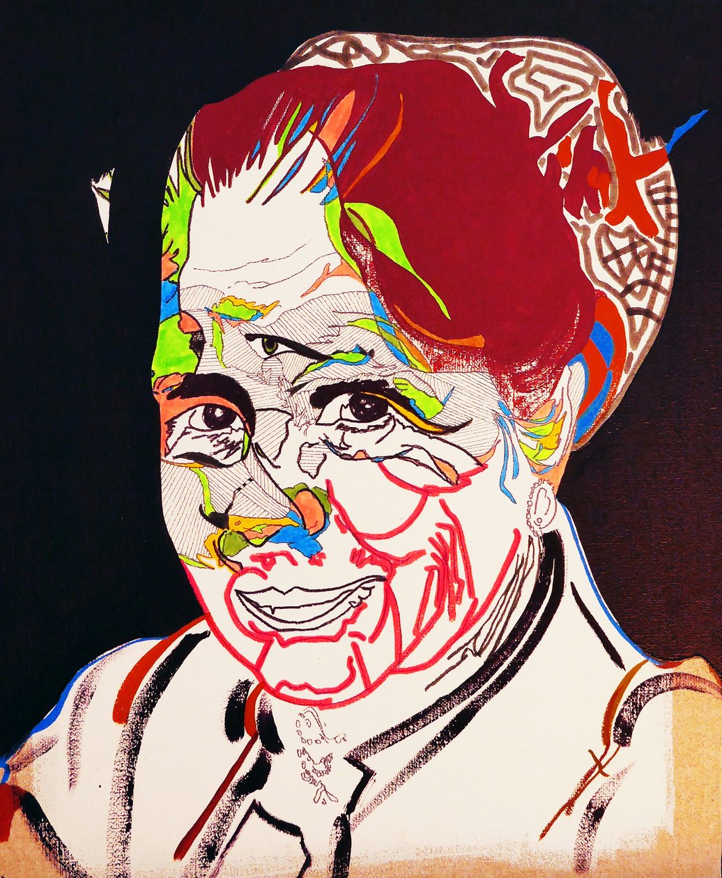50 Grandes Escritoras de la Historia : Marguerite Yourcenar, 2015 (óleo y acrílico sobre lienzo) de Benoit Erwann Boucherot