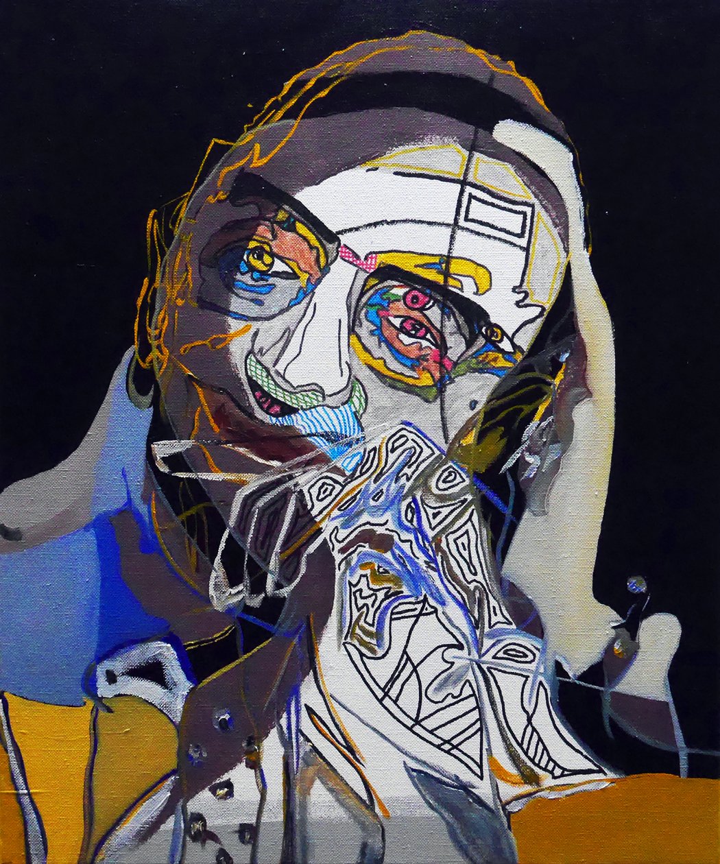 50 Major Writers In History : Michel Foucault, 2015 (óleo y acrílico sobre lienzo) de Benoit Erwann Boucherot