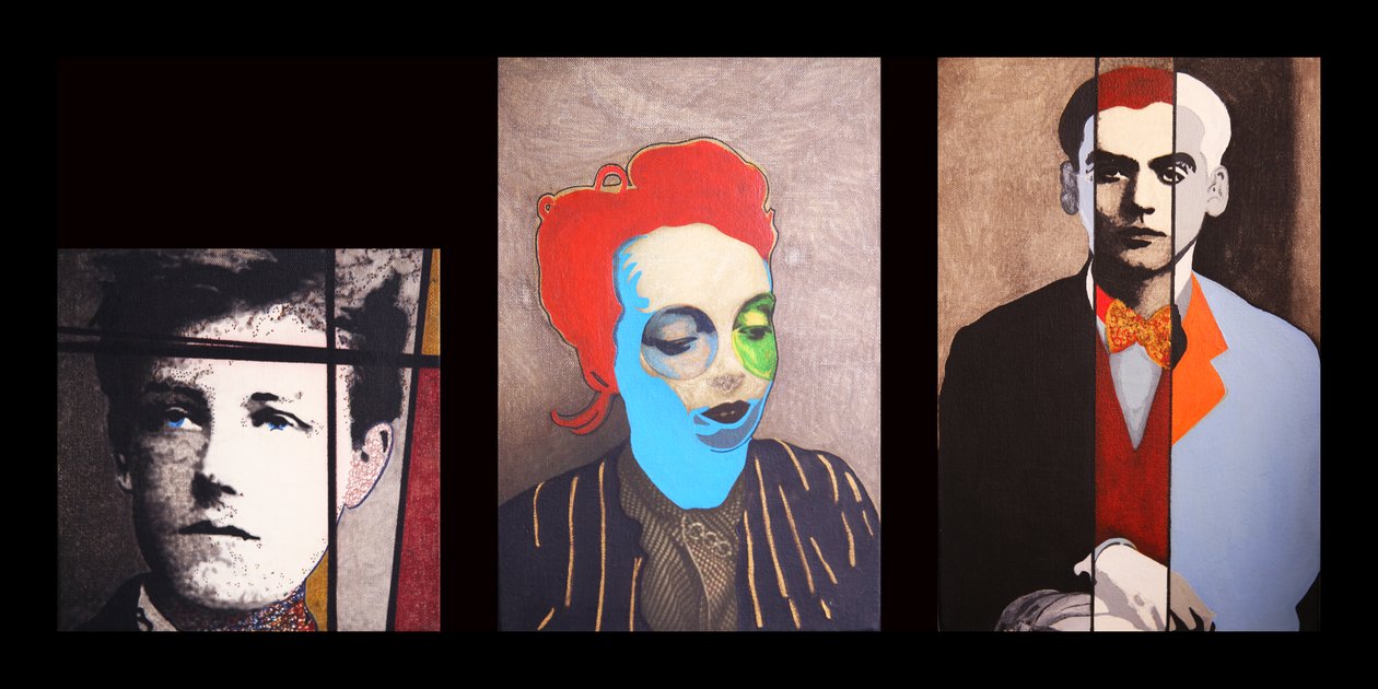 Arthur, Marguerite  Federico, 2014 (óleo sobre 3 lienzos impresos yuxtapuestos) de Benoit Erwann Boucherot
