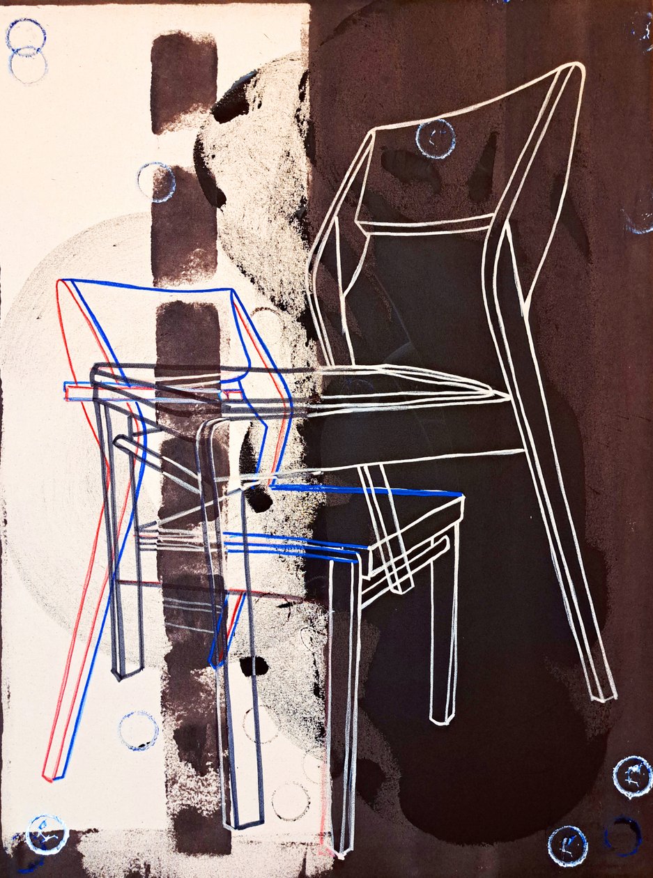 Prototipo de chaise, según David Gour, 2023 (óleo y acrílico sobre lienzo mixto) de Benoit Erwann Boucherot