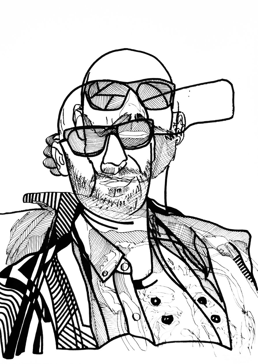 Doble Jon 1, 2019 (tinta sobre papel) de Benoit Erwann Boucherot