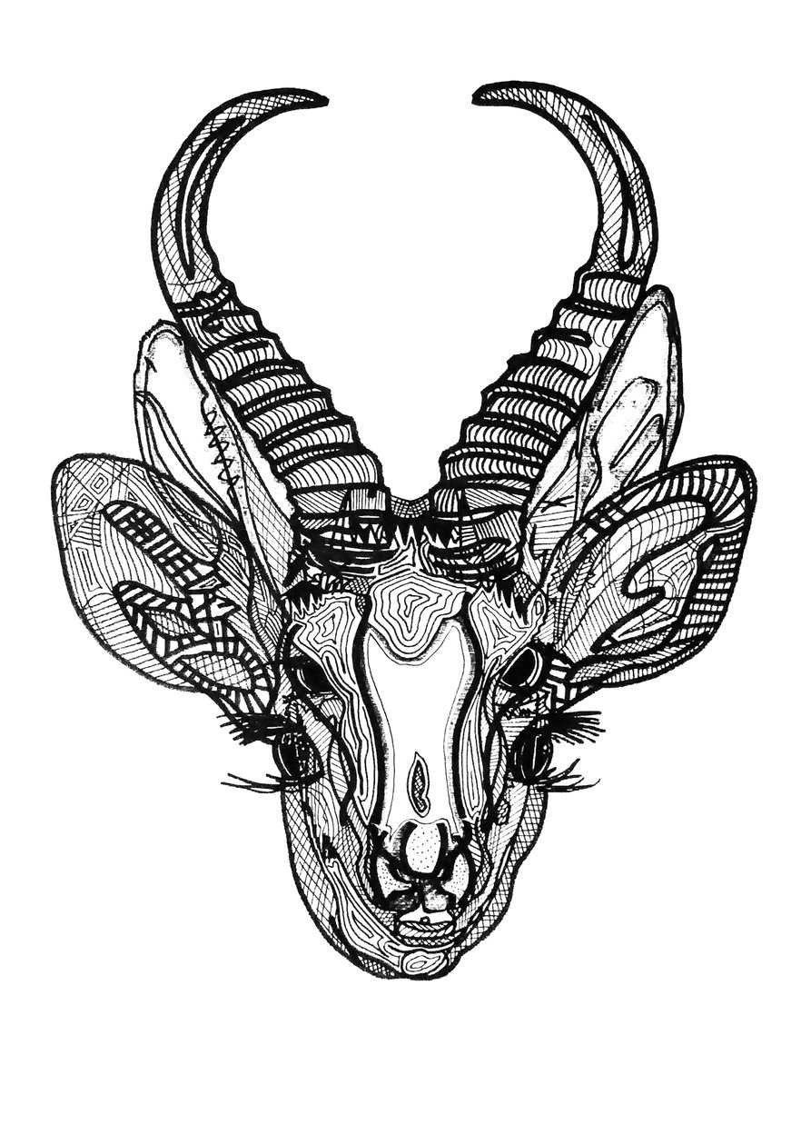 Doble biche, 2019 (tinta sobre papel) de Benoit Erwann Boucherot