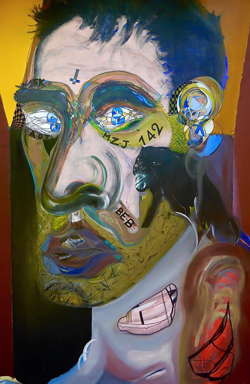 Último autorretrato antes de México, 2015 (óleo y acrílico sobre lienzo) de Benoit Erwann Boucherot