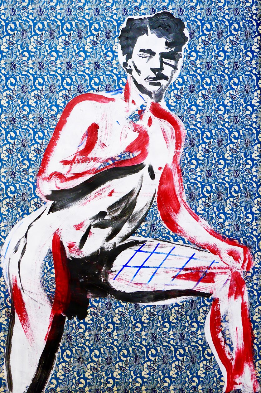 Masculin japonais 2, 2020 (acrílico sobre papel japonés serigrafiado) de Benoit Erwann Boucherot
