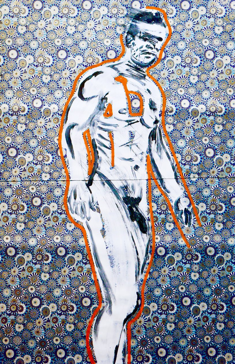 Masculin japonais 4, 2020 (acrílico sobre papel japonés serigrafiado) de Benoit Erwann Boucherot