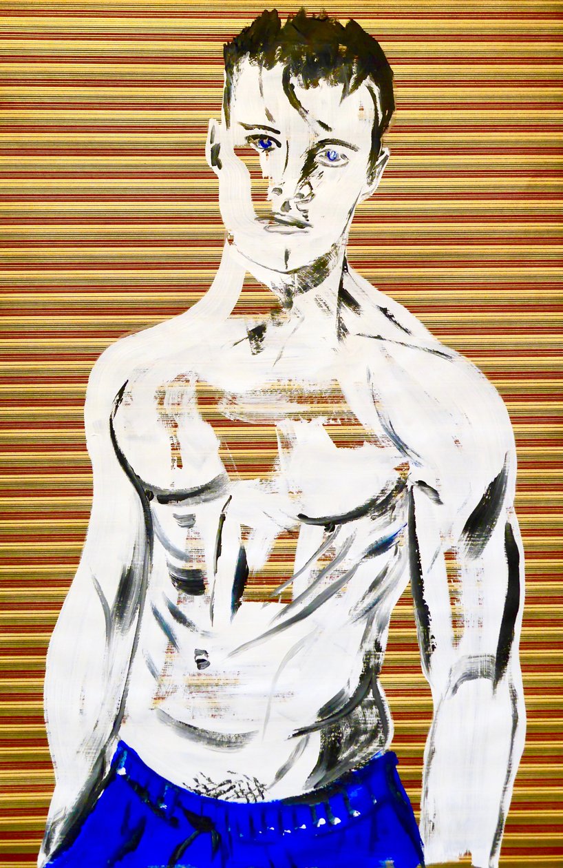 Masculin japonais 7, 2020 (acrílico sobre papel japonés serigrafiado) de Benoit Erwann Boucherot