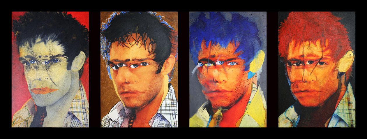 Morgan y yo, 2018 (óleo sobre 4 lienzos impresos yuxtapuestos) de Benoit Erwann Boucherot