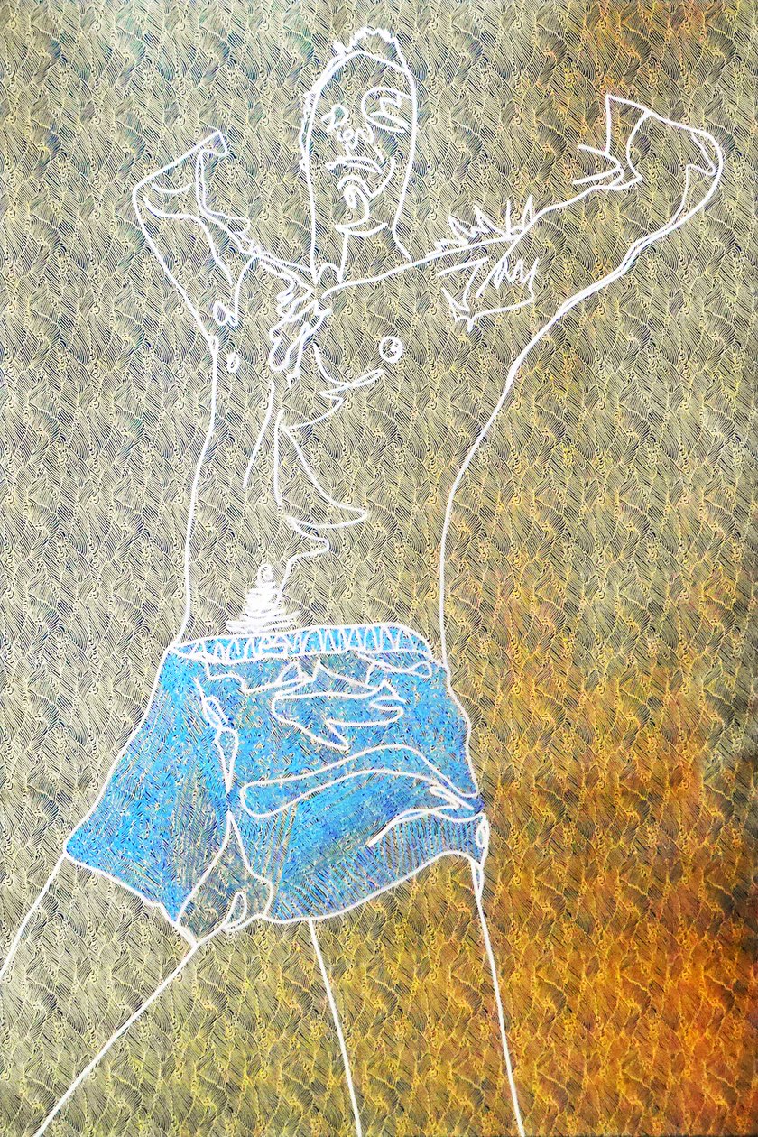 Passager 3, 2020 (acrílico sobre papel japonés serigrafiado) de Benoit Erwann Boucherot
