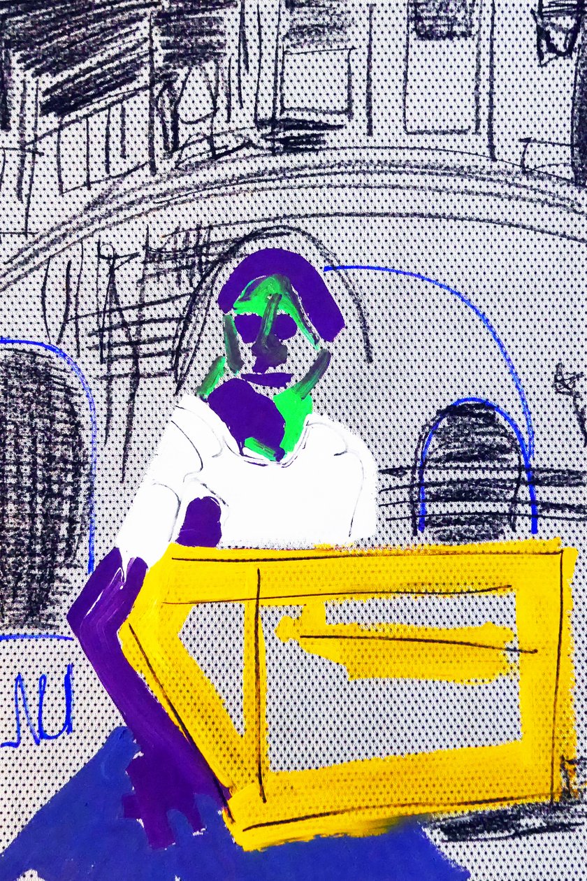 Passager 5, 2020 (acrílico sobre papel japonés serigrafiado) de Benoit Erwann Boucherot